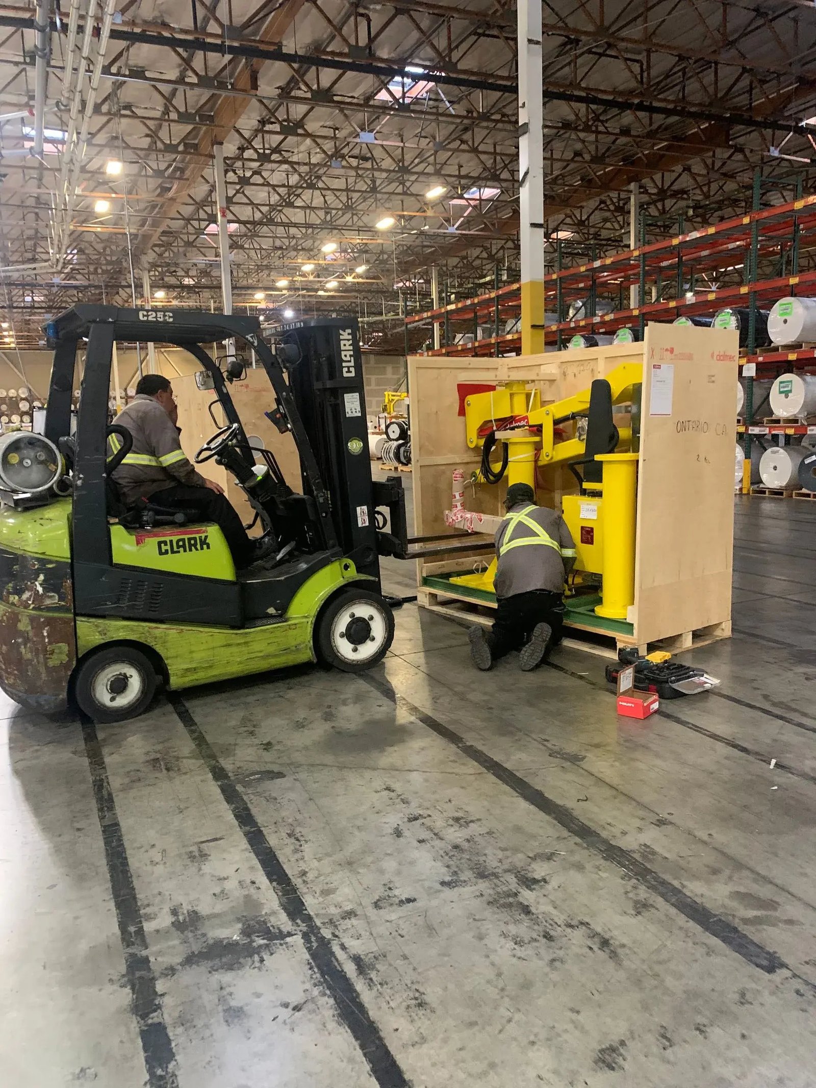 Heavy equipment crating forklift moving company AZVIR